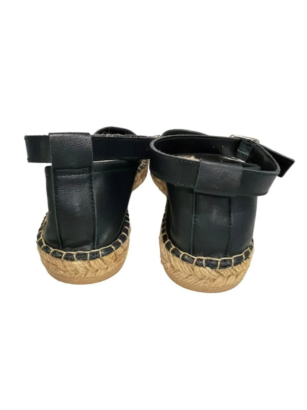 NEW Free People Black Leather Espadrille Flats Size 38 US 8